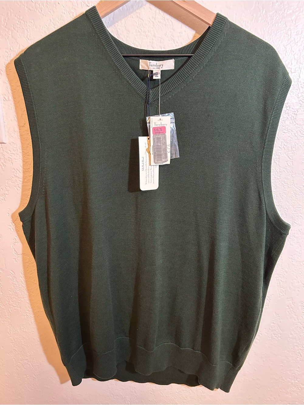 Silk Cotton Blend Turnbury Men’s Sweater Vest XL Preppy Academia Old Money